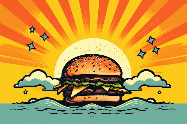 Photo retro burger emblem