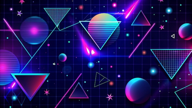 Photo retro futuristic neon geometric pattern