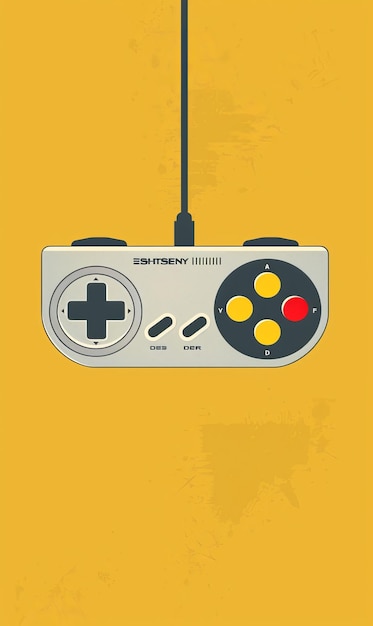 Foto controller di gioco retro design grafico minimalista su sfondo giallo