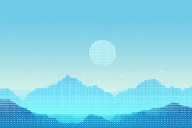 Photo retro pixel background in minimal blue tone design