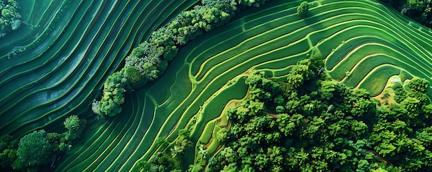 Photo rice terraces are a rice field that has a green roof