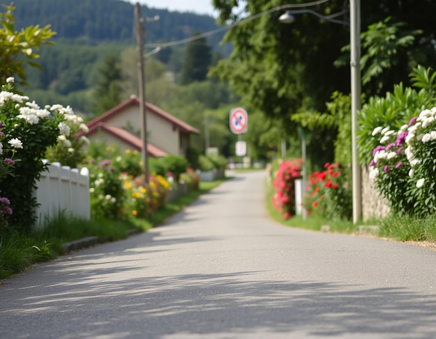 Photo a road lined with trees