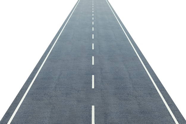 Road with a marking going to distance isolated on white.