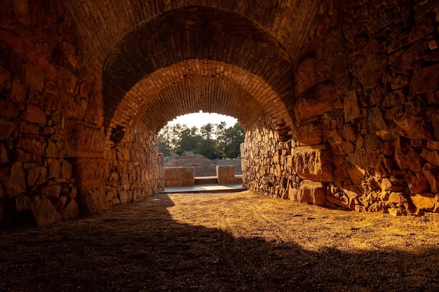 Roman Ruins of Merida tunnel or entrance arch to the Roman Amphitheater Estremadura