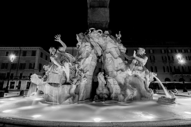 ROME Italy 29 August 2015 Night view Piazza Navona Rome Italy