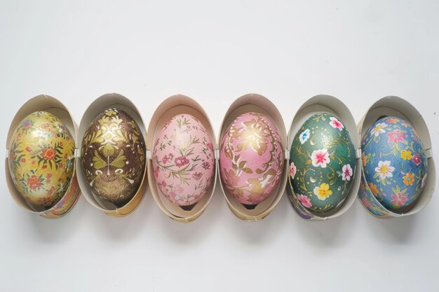 Photo a row of easter eggs with the words quot easter quot on the bottom