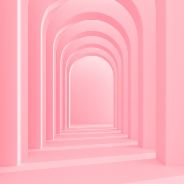 Row of pink arches with shadow