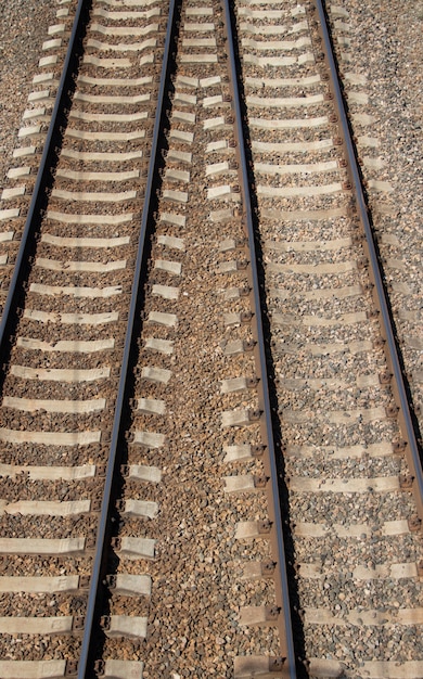 Russian railway. Summer railway. Rails and sleepers.