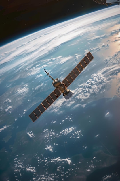 Photo satellite in earth orbit generative ai