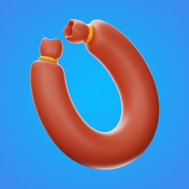 sausage food and drink icon 3d rendering on isolated background