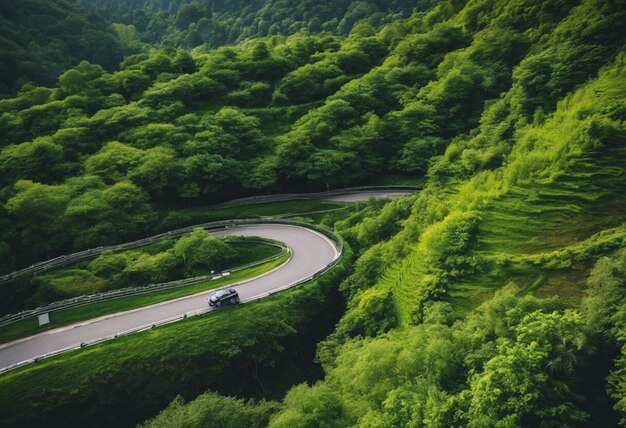 Photo scenic winding road through rural countryside