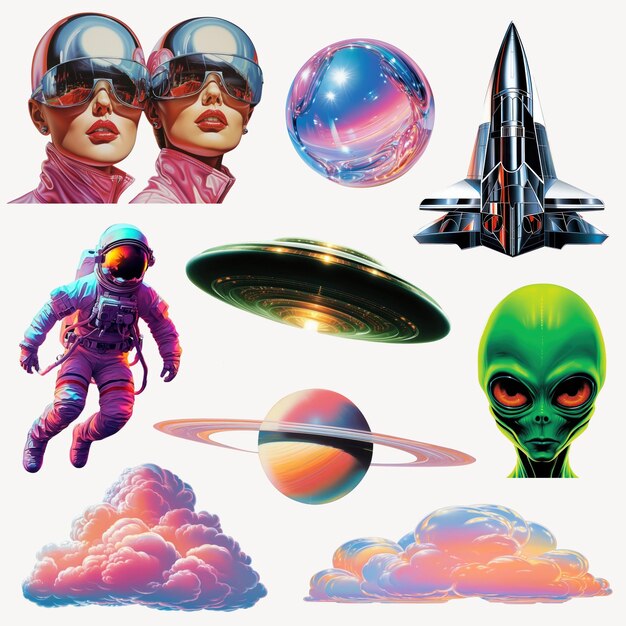 Photo scifi nostalgia air brush element set