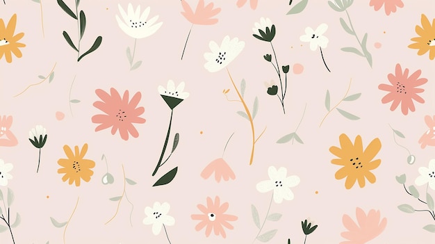 Photo seamless floral pattern in pastel background