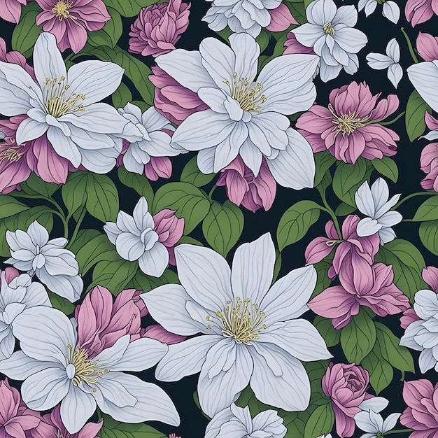 Seamless floral pattern wallpaper texture generated by AI