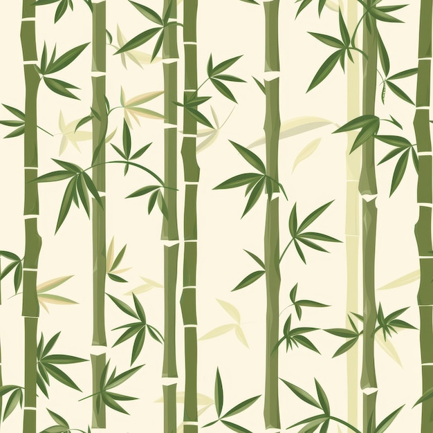 Photo seamless pattern of bamboo stalks and delicate leaves