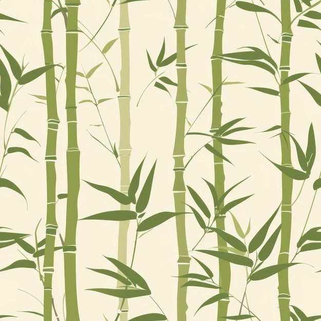 Photo seamless pattern of bamboo stalks and delicate leaves