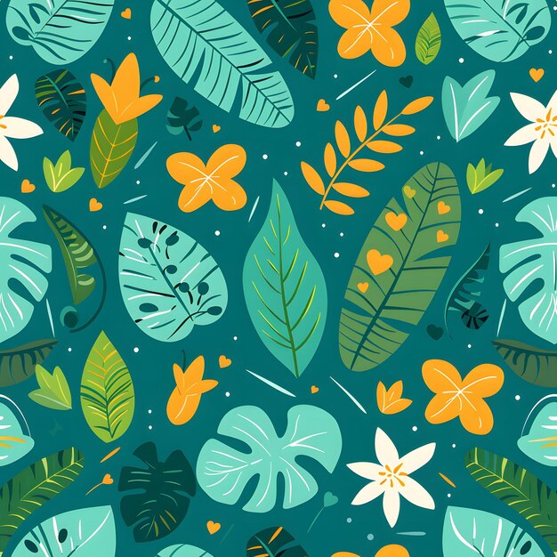 Photo seamless pattern of cute jungle elements