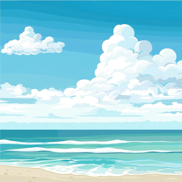 Photo seascape with white clouds and blue sky