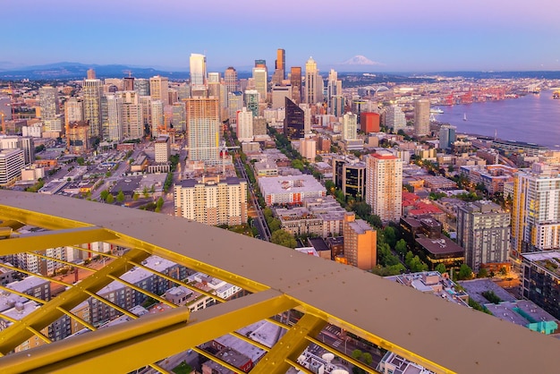 Seattle city downtown skyline cityscape in Washington State USA