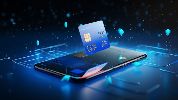 secure payment via credit card concept 3d rendering