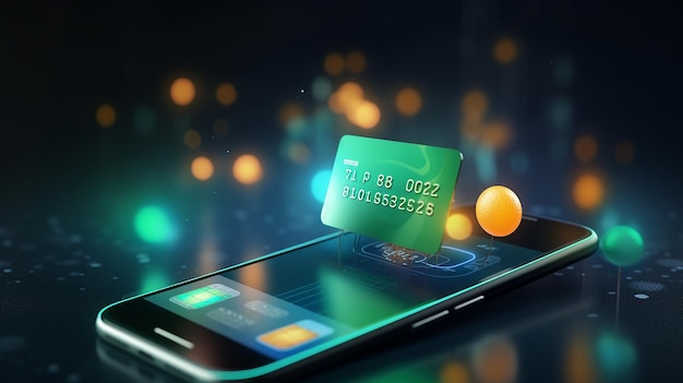 secure payment via credit card concept 3d rendering