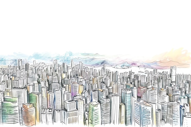 Photo seoul landscape sketch