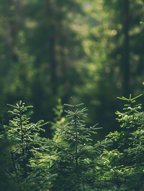 Photo serene forest with lush green foliage and sunlight