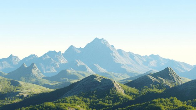 Photo serene mountain landscape with snowcapped peak