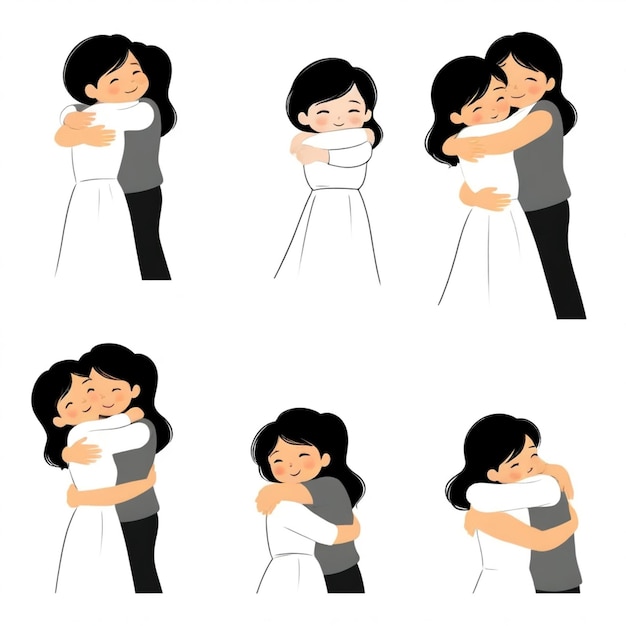 Photo a series of pictures of a woman hugging her arms