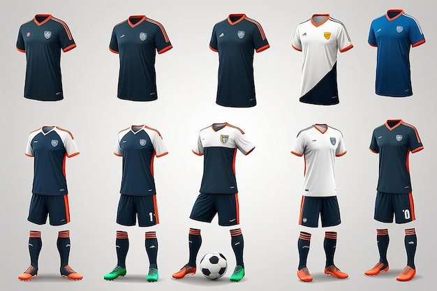 Photo set of different soccer uniform raster version