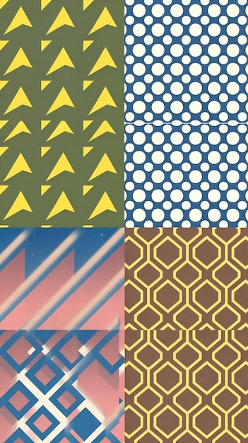 Photo set of geometric pattern backgrounds retro design