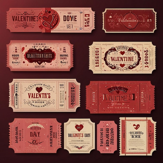 Photo set of valentines day tickets and coupon