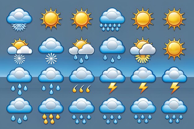 Photo set of weather symbols