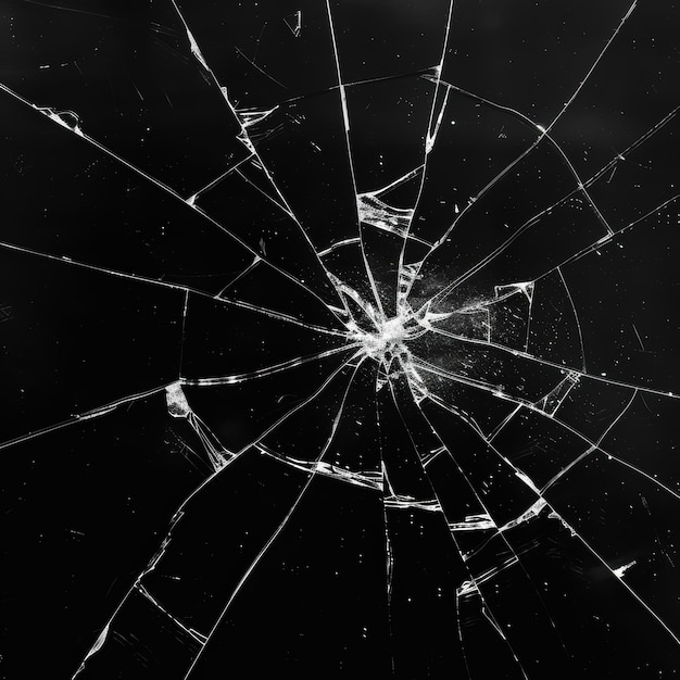 Photo shattered glass on black background