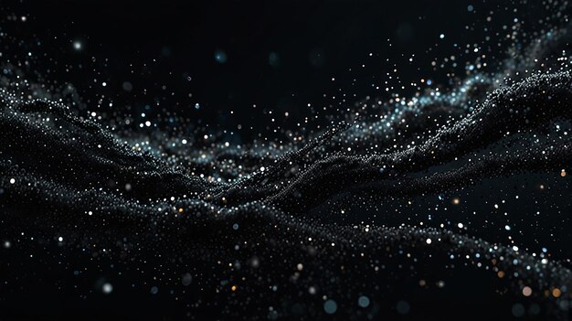 Photo shimmering glitter particles float in soft luminous waves