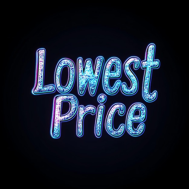 Photo shimmering lowest price text sparkles in neon bright blue an tshirt vivid 2d flat sale vibrant art