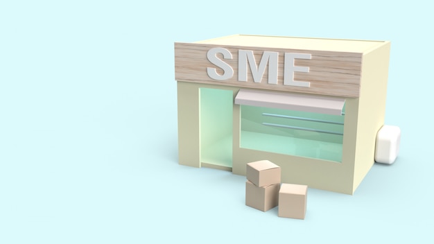  shop and box to transport 3d rendering for sme concept.