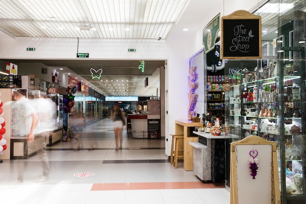 Shopping center interior hallway