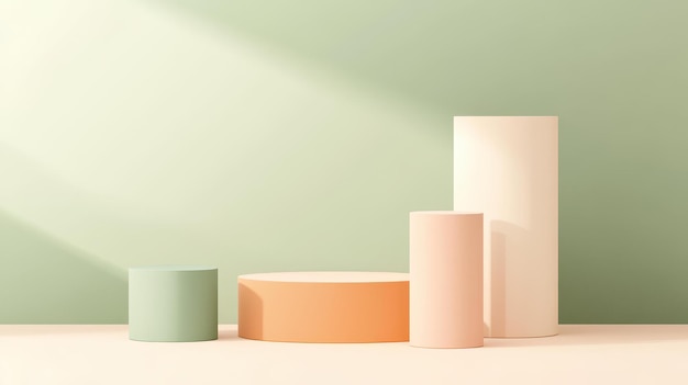 Photo showcase your cosmetic products on a sleek minimal podium set in a modern 3d green studio