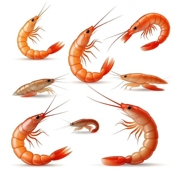 Photo shrimp vector set white background isolated a high quality image