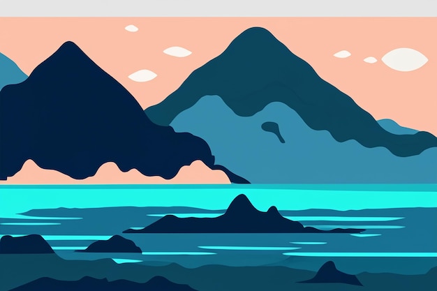 Photo silhouette mountain and sea background