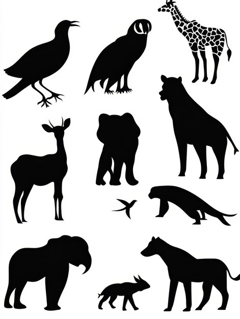 Photo silhouettes of african wildlife