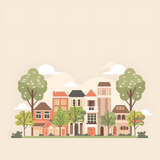 Photo simple flat illustration of townhouses