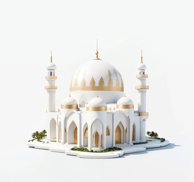 simple mosque miniature 3d rendering