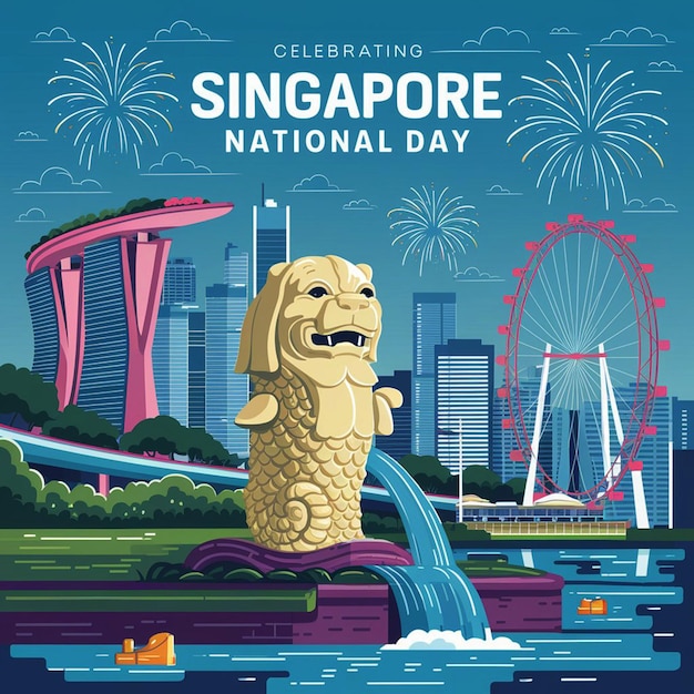 Photo singapore national day illustration