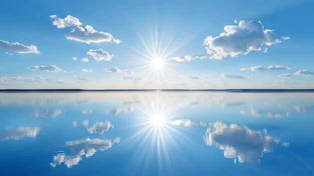 Foto il cielo è blu con alcune nuvole e il sole splende intensamente.