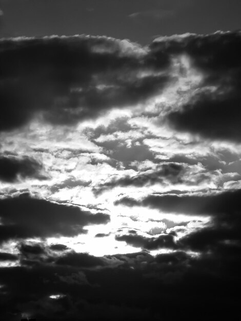 Photo sky with dark clouds in black and white