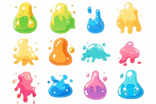 Photo slime toy icon mucus symbol color acrylic paint cream splash elastic goop viscous elastic paste