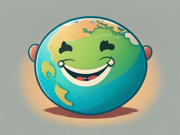 Photo a small planet earth smiling cartoon earth day environmental day world environment day green day