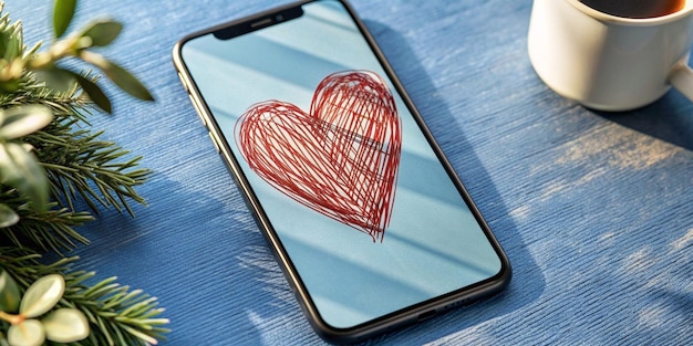 a smartphone with a heart drawn on it